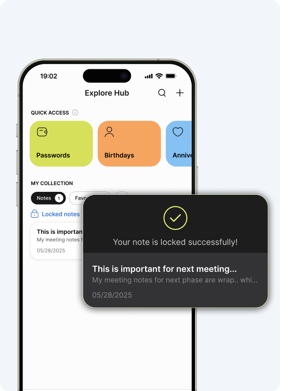 Secure notes preview